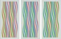 Bridget Riley - Red dominance. Blue dominance. Green dominance