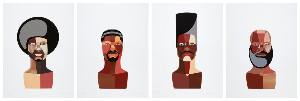 Derrick Adams - Style Variation 1 (Afro); Style Variation 2 (Waves); Style Variation 3 (High Top); and Style Variation 4 (...