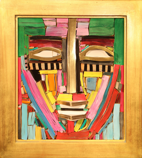 Nick Georgiou, ‘Social Screen’, 2019, Mixed Media, Discarded books, acrylic ink on wood framed in 22K gold, Allouche Gallery