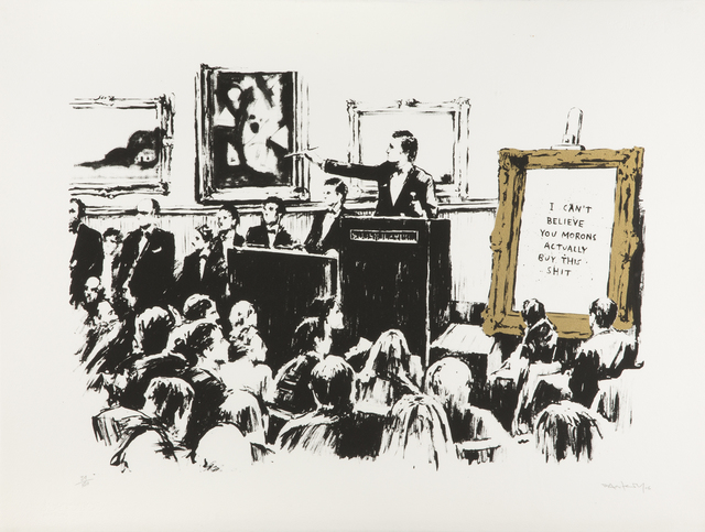 Banksy, ‘Morons (White & Gold)’, 2006, Julien's Auctions