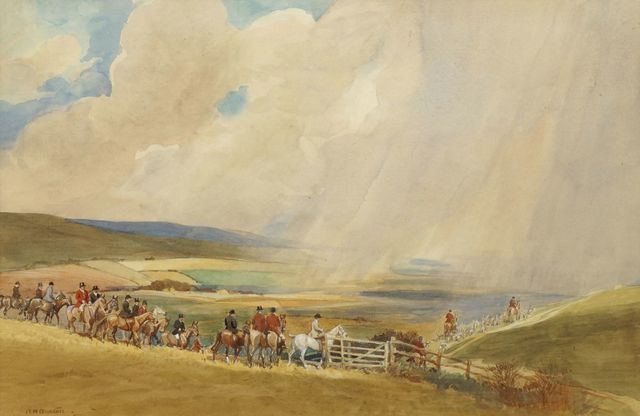 Robert Hugh Buxton, ‘Rain on the South Downs’, Painting, Watercolour and pencil on paper, Roseberys