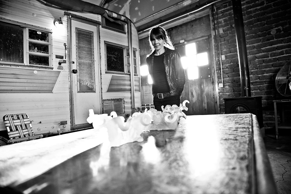 Debbie Long, 'Naima Trailer', 2013 Photo: Anne Staveley. (Debbie Long in the Taos studio with the Trailer) Debbie Long, 'Naima Trailer', 2013 Photo: Anne Staveley. (Debbie Long in the Taos studio with the Trailer)