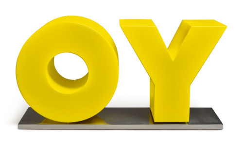 Deborah Kass, ‘OY/YO’, 2019, Sculpture, Painted aluminum on polished aluminum base, Vertu Fine Art