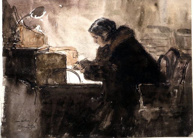 James McBey, ‘Girl Writing a Letter’, 1923, Clark Art Institute