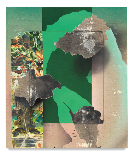 Annie Lapin, ‘To Sit and Think’, 2018, Painting, Oil, acrylic, charcoal, flocking and vinyl paint on linen, Miles McEnery Gallery