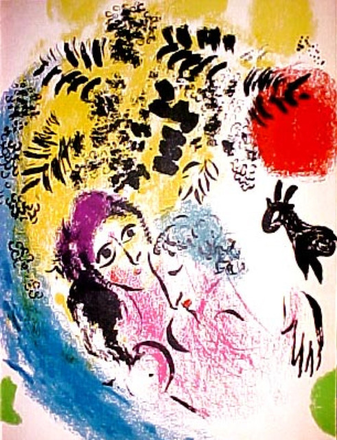 Marc Chagall, ‘Lovers with Red Sun’, 1960, Print, Lithograph printed in colors on wove paper, Galerie d'Orsay