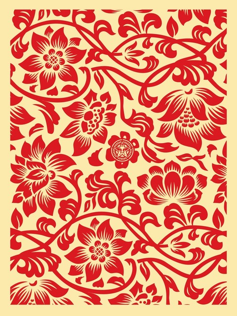 Shepard Fairey (OBEY), ‘Floral takeover (cream/red)’, 2017, Rudolf Budja Gallery