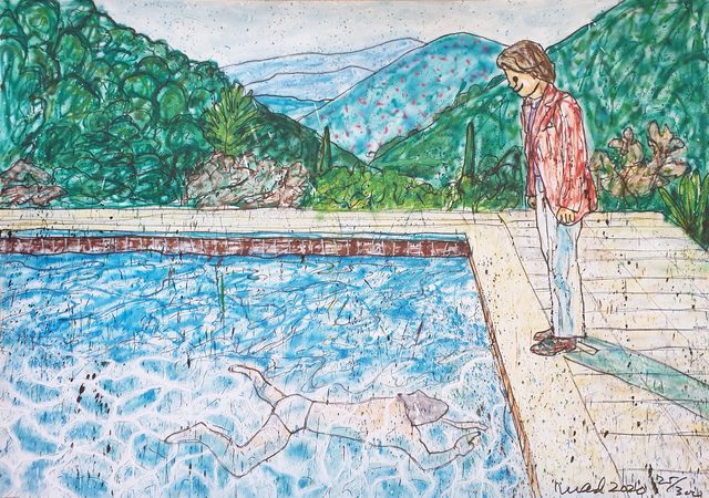 MADSAKI, ‘Portrait of an Artist (pool with two figures) II (Inspired by David Hockney)_P’, 2020, Print, Offset lithography, Art Works Paris Seoul Gallery