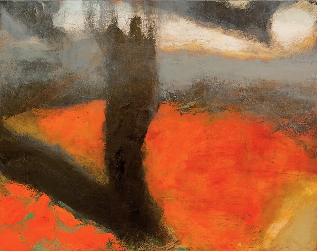 Hughie O'Donoghue, ‘Crows Above a Grain field II, Red Light’, 2018, Painting, Oil on canvas, Castlegate House Gallery