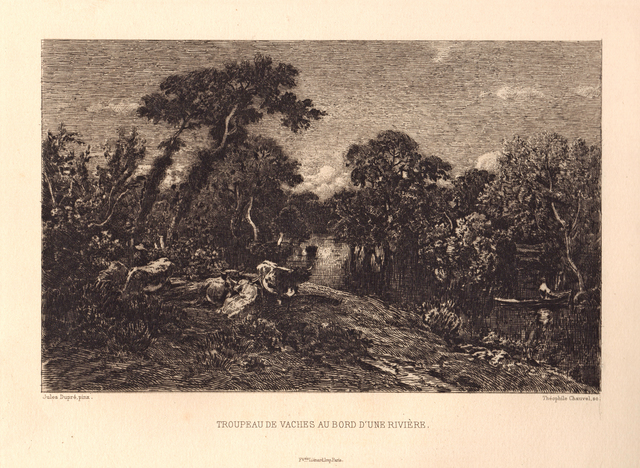 Theophile Narcisse Chauvel, ‘Troupeau de Vaches au bord d'une Rivière’, ca. 1870, Hans den Hollander Prints