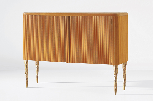 Paolo Buffa, ‘Illuminated drinks cabinet’, circa 1952, Design/Decorative Art, Oak-veneered wood, oak, painted and gilded wood, *Candoglia* marble, brass., Phillips