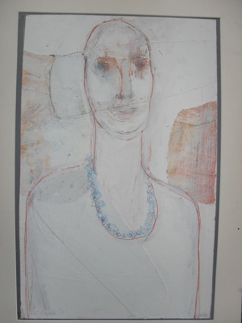 Carl Kohler, ‘Joyce Carol Oates’, ca. 1995, Painting, Oil-collage on masonite, Carl Kohler Estate