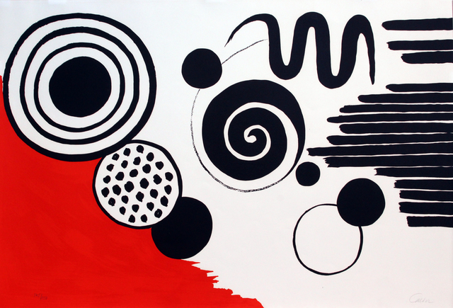 Alexander Calder, ‘Composition with Black Spirals and Circle with Red’, ca. 1970, Woodward Gallery