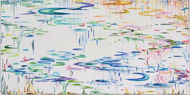 Kysa Johnson, ‘blow up 403 - Crude - phytoplankton after Monet’, 2019, Painting, Watercolor, ink, and graphite on paint on aluminum, Nancy Littlejohn Fine Art