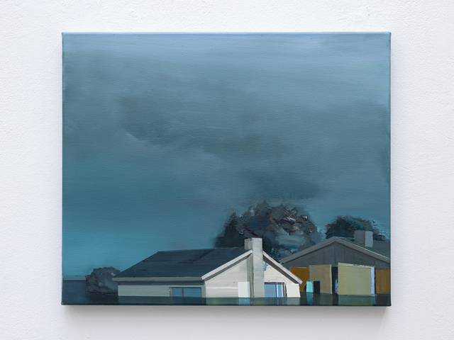 Ulf Puder, ‘Bauernhäuser im Wasser bei Abendnebel’, 2020, Painting, Oil on canvas, Akinci
