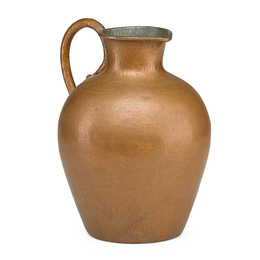 Hammered copper pitcher with tin interior