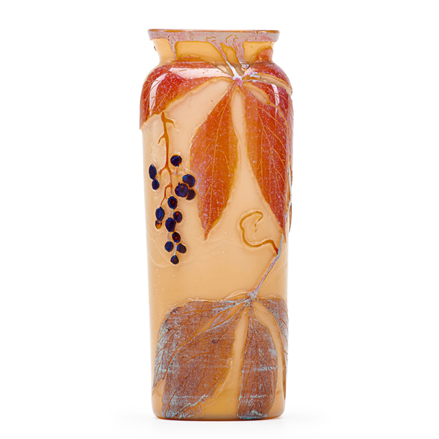 Legras, ‘Vase With Fruiting Vine, France’, Early 20th C., Design/Decorative Art, Acid-Etched Cameo Glass, Rago/Wright