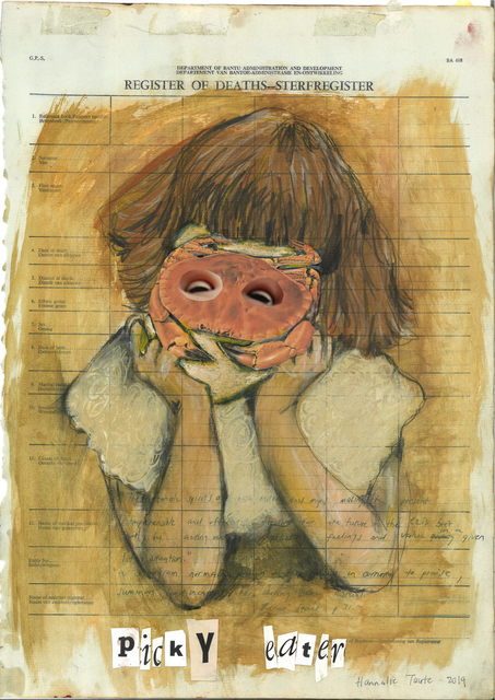 Hannalie Taute, ‘Picky Eater’, 2019, Drawing, Collage or other Work on Paper, Mixed media (paper, pastel, ink, collage), 99 Loop Gallery