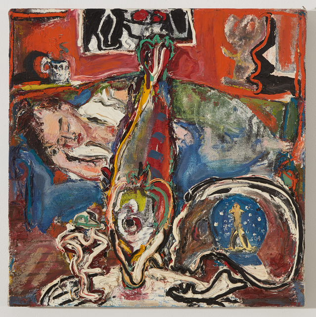 Sam Messer, ‘untitled- Interior with Model and Fish’, ca. 1985, Painting, Oil on canvas, FRED.GIAMPIETRO Gallery
