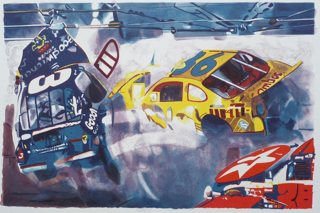 Malcolm Morley, ‘Death of Dale Earnhardt II’, 2005, Print, Lithograph on Rives BFK 350gm paper, ClampArt