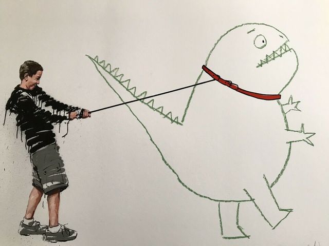 Ernest Zacharevic, ‘ERNEST ZACHAREVIC "JURASSIC BARK" GREEN DINO ’, 2015, Print, Archival Pigment Print On Hahnemühle Photo Rag 308Gsm, Arts Limited
