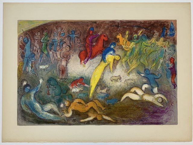 Marc Chagall, ‘ Chloé is carried off by the Methymnaens’, 1961, Print, Original lithograph in colors, Galerie Fetzer