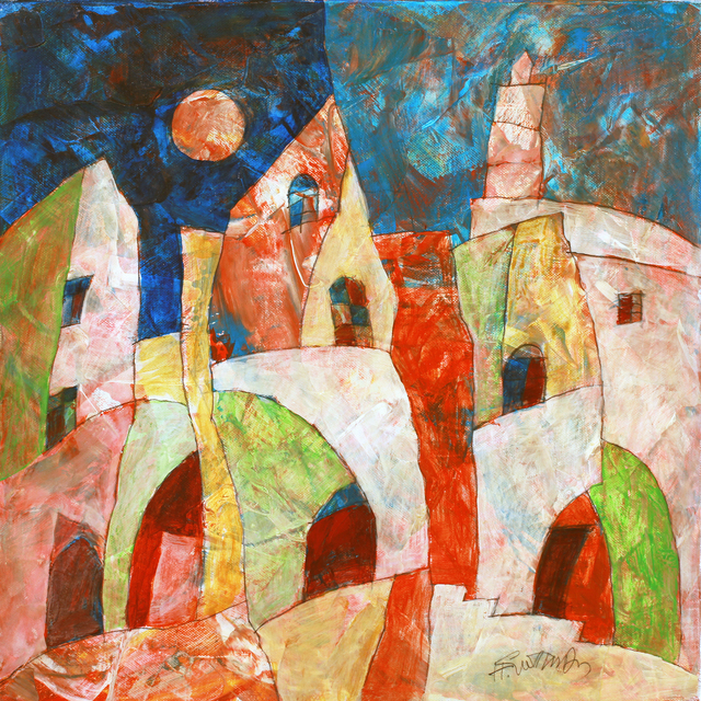 Harry Guttman, ‘Full Moon Village’, 2011, Painting, Acrylic On Canvas, Blue Gallery