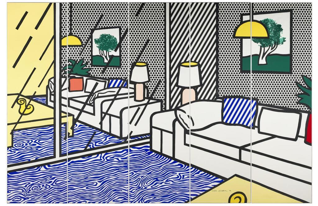Roy Lichtenstein - Wallpaper with Blue Floor Interior