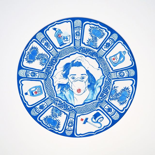 Hoi Kiu Angel Hui, ‘My Little Hong Kong: Pandemic 2020 Series Gustave Courbet’, 2020, Painting, Chinese mineral pigment on rice paper, Alisan Fine Arts
