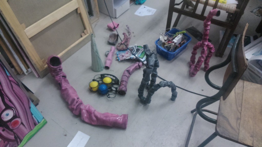 Work on display in the artist's studio. Work on display in the artist's studio.