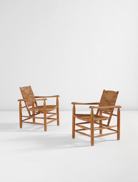 Charlotte Perriand Pair Of Armchairs Model No 21 From