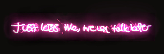 Lauren Baker, ‘Action over Word’, 2016, Mixed Media, Pink Neon, plexiglas on black aluminum tray, Laurent Marthaler Contemporary