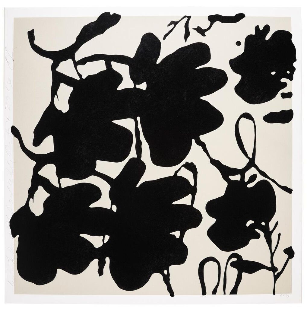 Donald Sultan - Lantern Flowers, Black and White, Oct 4, 2017, from Big Lantern Flowers