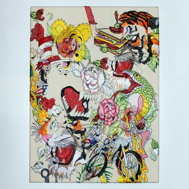 Borna Sammak, ‘Lunch Sniffer’, 2016, Textile Arts, Embroidery on canvas, Public Art Fund Benefit Auction