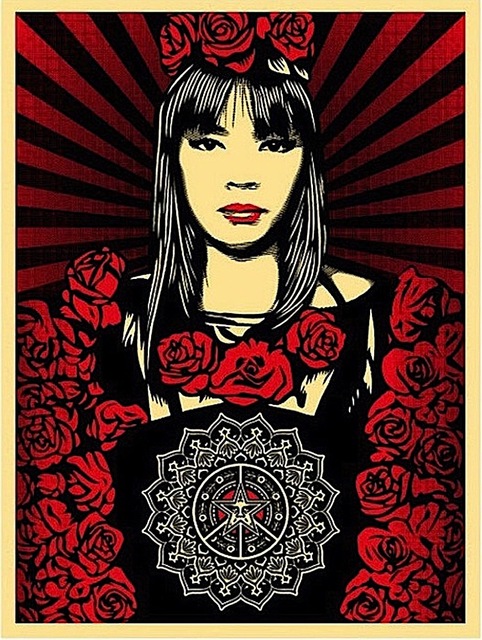 Shepard Fairey (OBEY), ‘Rose Girl’, 2008, Gregg Shienbaum Fine Art
