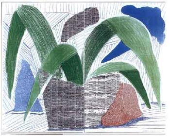 David Hockney - Green, grey and blue plant