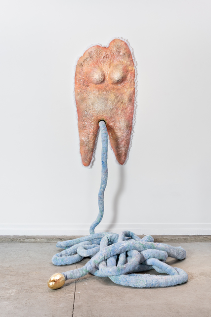 Trulee Hall, ‘Phallic Female’, 2019, Sculpture, Paper mache, resin, acrylic paint, gold leaf, wood, lace, copper wire, fabric, and stuffing, CULT | Aimee Friberg Exhibitions
