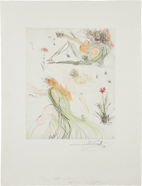 Salvador Dalí, ‘La Joie de vivre (The Joy of Life)’, 1974, Print, Drypoint with hand-coloring, on Rives BFK paper, with full margins, Phillips