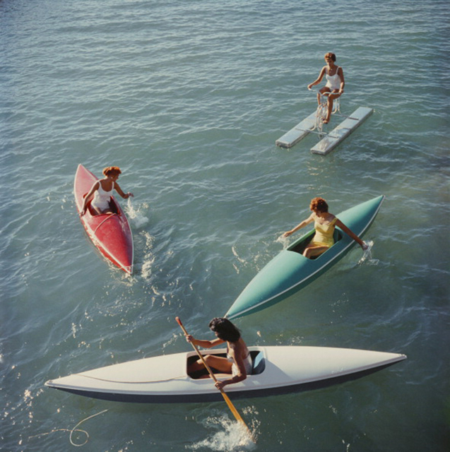 Slim Aarons, ‘Lake Tahoe Trip, 1959: Young women canoeing on the Nevada side of Lake Tahoe’, 1959, Staley-Wise Gallery