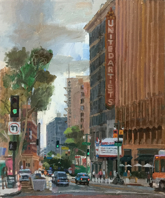 Alex Schaefer, ‘United Artists Building, 9th and Broadway’, 2019, Painting, Canvas, Castelli Art Space