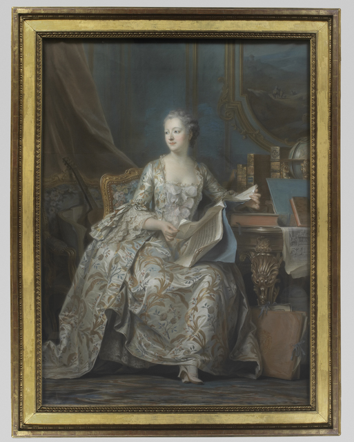 Maurice-Quentin de La Tour, ‘Portrait en pied de la marquise de Pompadour (Portrait of the Marquise de Pompadour)’, Musée du Louvre
