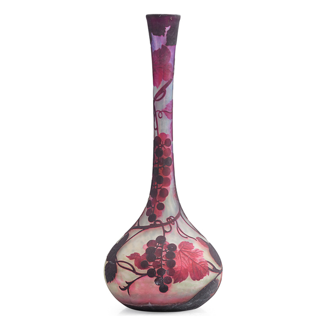 Muller Freres, ‘Tall Bulbous Vase With Grape Vines, France’, Early 20th C., Rago/Wright