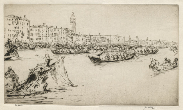 James McBey, ‘A Regatta on the Grand Canal’, 1930, Print, Drypoint, Conrad R. Graeber Fine Art