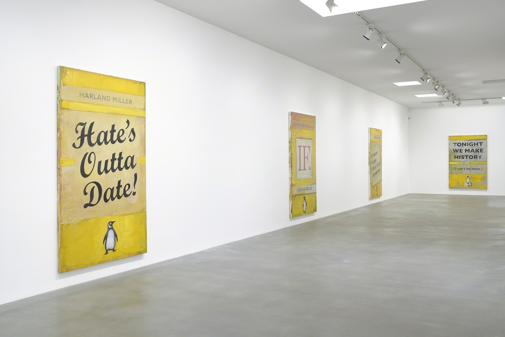 Installation View, Harland Miller, Tonight We Make History (P.S. I Can't Be There), 2016, Image courtesy the artist and Blain|Southern Installation View, Harland Miller, Tonight We Make History (P.S. I Can't Be There), 2016, Image courtesy the artist and Blain|Southern
