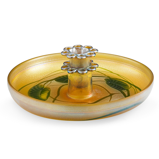 Tiffany Studios, ‘Gold Favrile Center Bowl With Flower Frog, Heart And Vine Pattern, New York’, ca. 1918, Rago/Wright