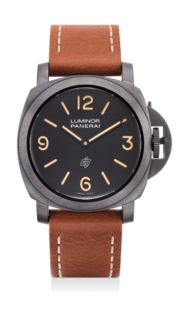 Panerai, ‘A fine and rare limited edition blackened stainless steel wristwatch with certificate, guarantee and presentation box, numbered 38 of a limited edition of 300 pieces’, 2010, Phillips