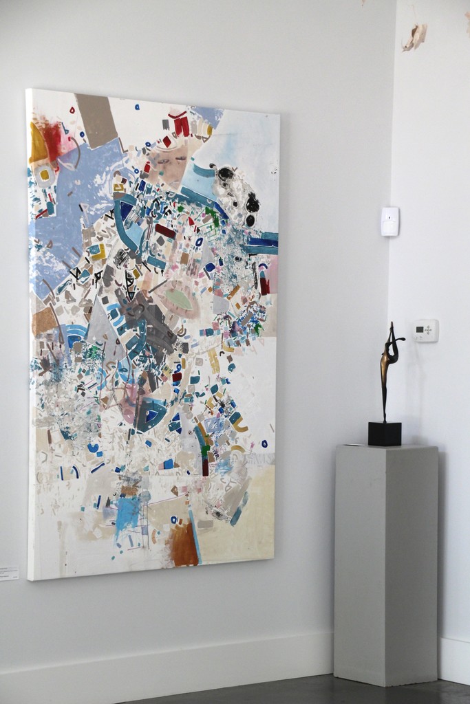 "En Fabis Piecha", Philippe Halaburda, Acrylic, Felt Tip, Colored Pencil on Canvas, 75" x 47"
Sculpture: "Toe Dancer 1" by John BonSignore, Bronze with Marble Base, 21" h x 9" w x 5" d "En Fabis Piecha", Philippe Halaburda, Acrylic, Felt Tip, Colored Pencil on Canvas, 75" x 47"
Sculpture: "Toe Dancer 1" by John BonSignore, Bronze with Marble Base, 21" h x 9" w x 5" d