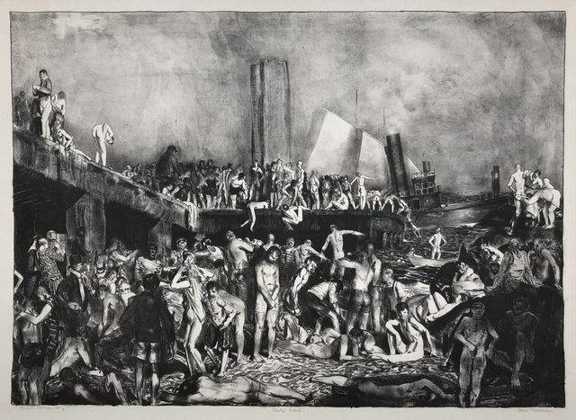 George Wesley Bellows, ‘River-front’, 1923-1924, Print, Lithograph on Basingwerk Parchment with full margins., Catherine E. Burns Fine Prints