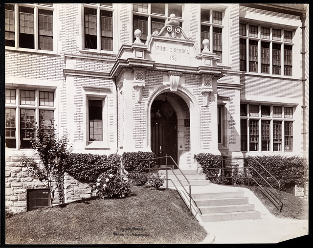 Jacob A. Riis, ‘Main Entrance of Public School 153 Bronx’, ca. 1900, Museum of the City of New York