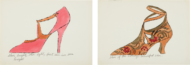 Andy Warhol, ‘Two Works from A la Recherche du Shoe Perdu: (i) Shoe bright, shoe light, first shoe I've seen tonight (ii) Shoe of the evening, beautiful shoe’, ca. 1955, Phillips